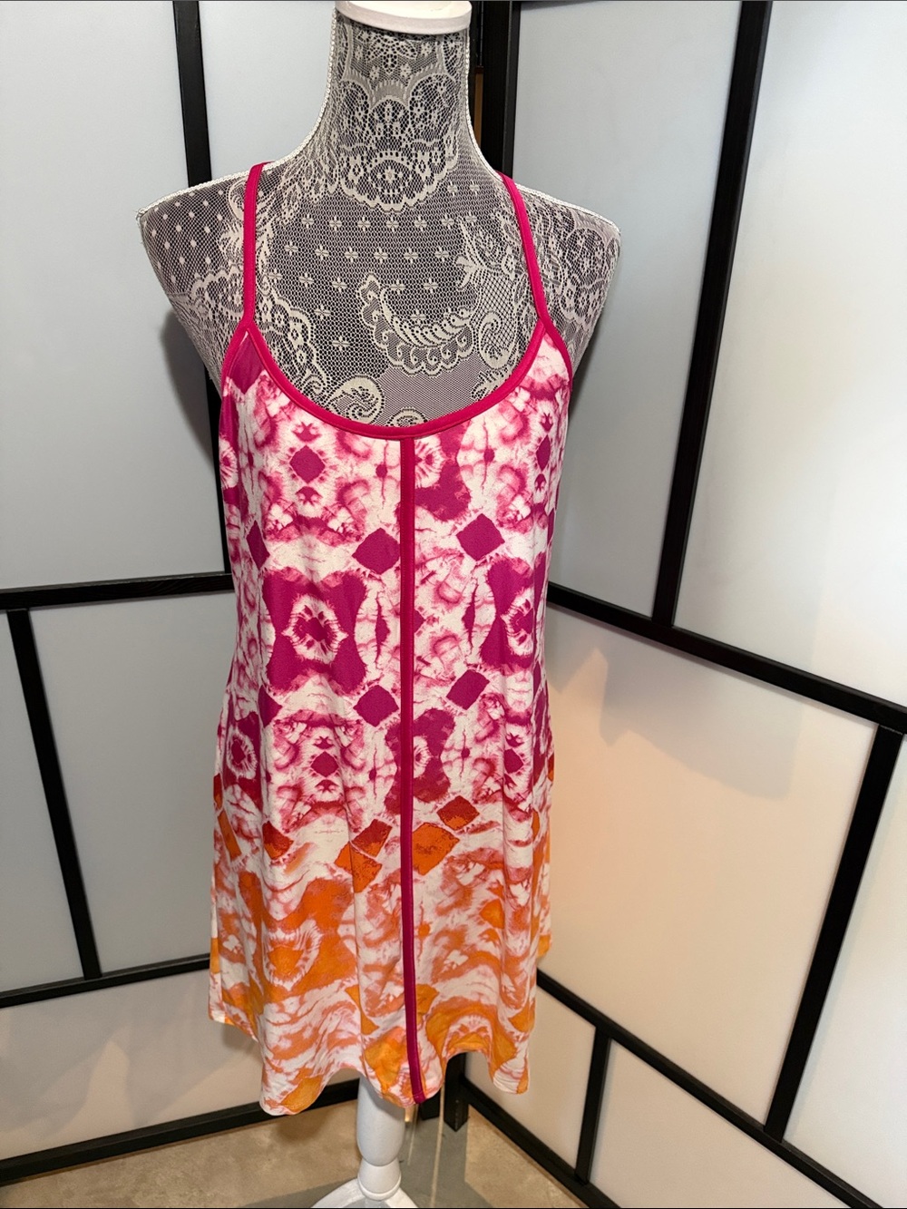 Secret Treasures Pink and Orange Tie-Dye Slip